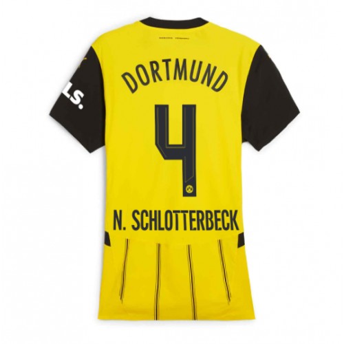 Fotballdrakt Dame Borussia Dortmund Nico Schlotterbeck #4 Hjemmedrakt 2024-25 Kortermet